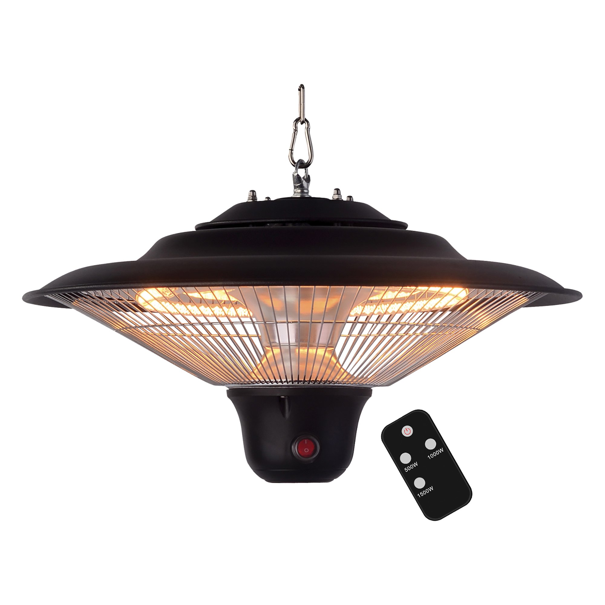 OPTIMUS PHE-1300BR PHP-1500BR 3-Setting 1,500-Watt-Max Garage-Outdoor Hanging Infrared Halogen Heater with Remote