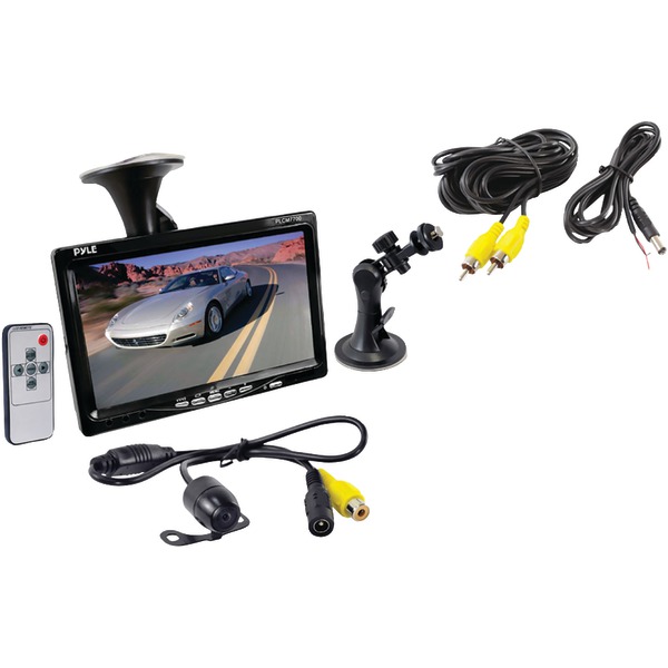 PYLE PLCM7700 7” Window Suction-Mount LCD Widescreen Monitor & Universal Mount Backup Color Camera with Distance-Scale Line