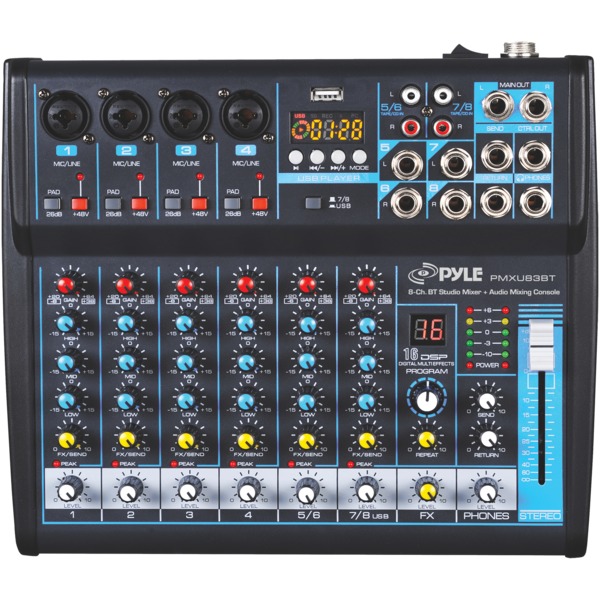 PYLE PMXU83BT 8-Channel Bluetooth Studio Mixer