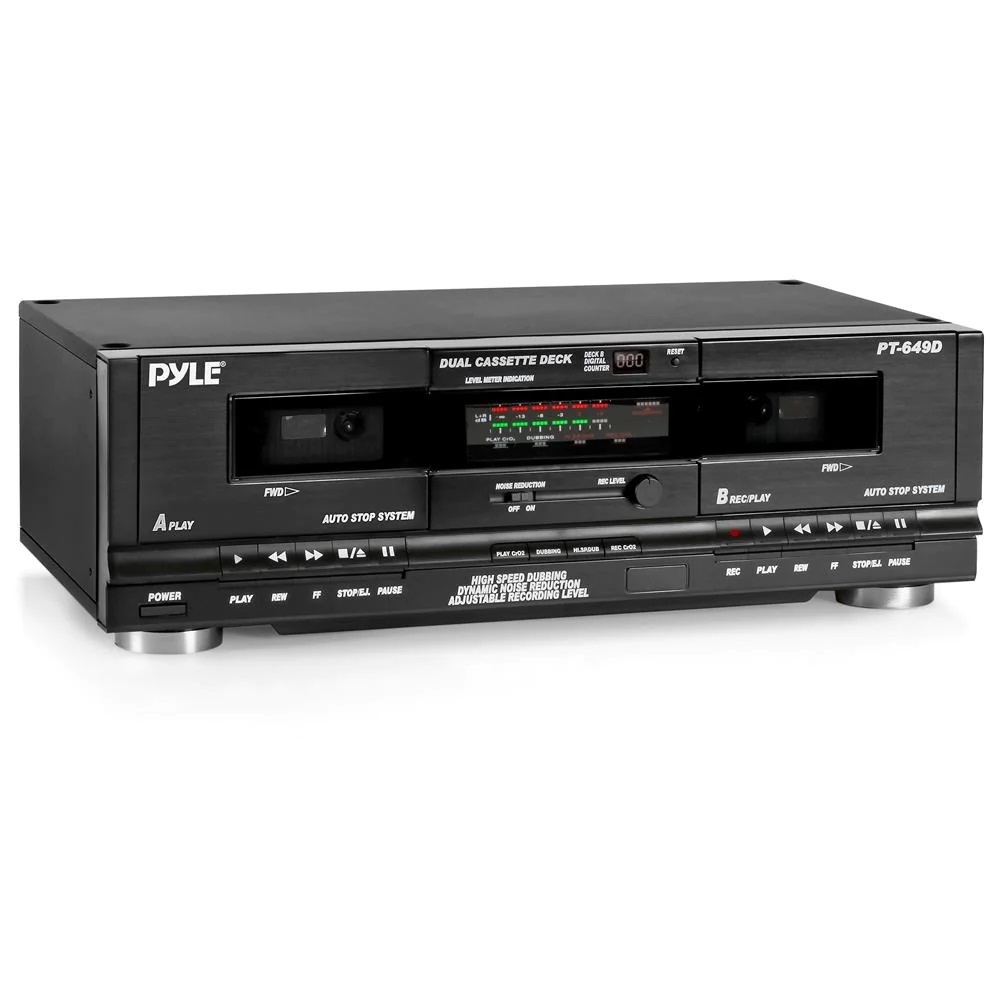 PYLE PT649D Dual Cassette Deck