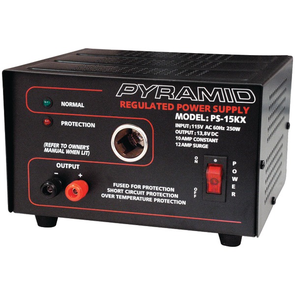 PYRAMID PS15K 10-Amp Power Supply with Car-Charger Adapter