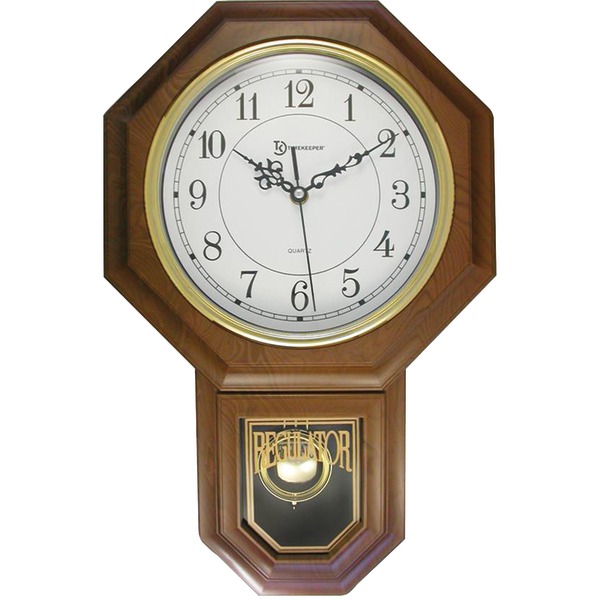 TIMEKEEPER 180WAGM Essex 18.75” Modern Pendulum Wall Clock (Faux Wood)