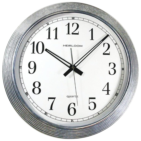 TIMEKEEPER 401ZWA 16” Galvanized Metal Silver Wall Clock