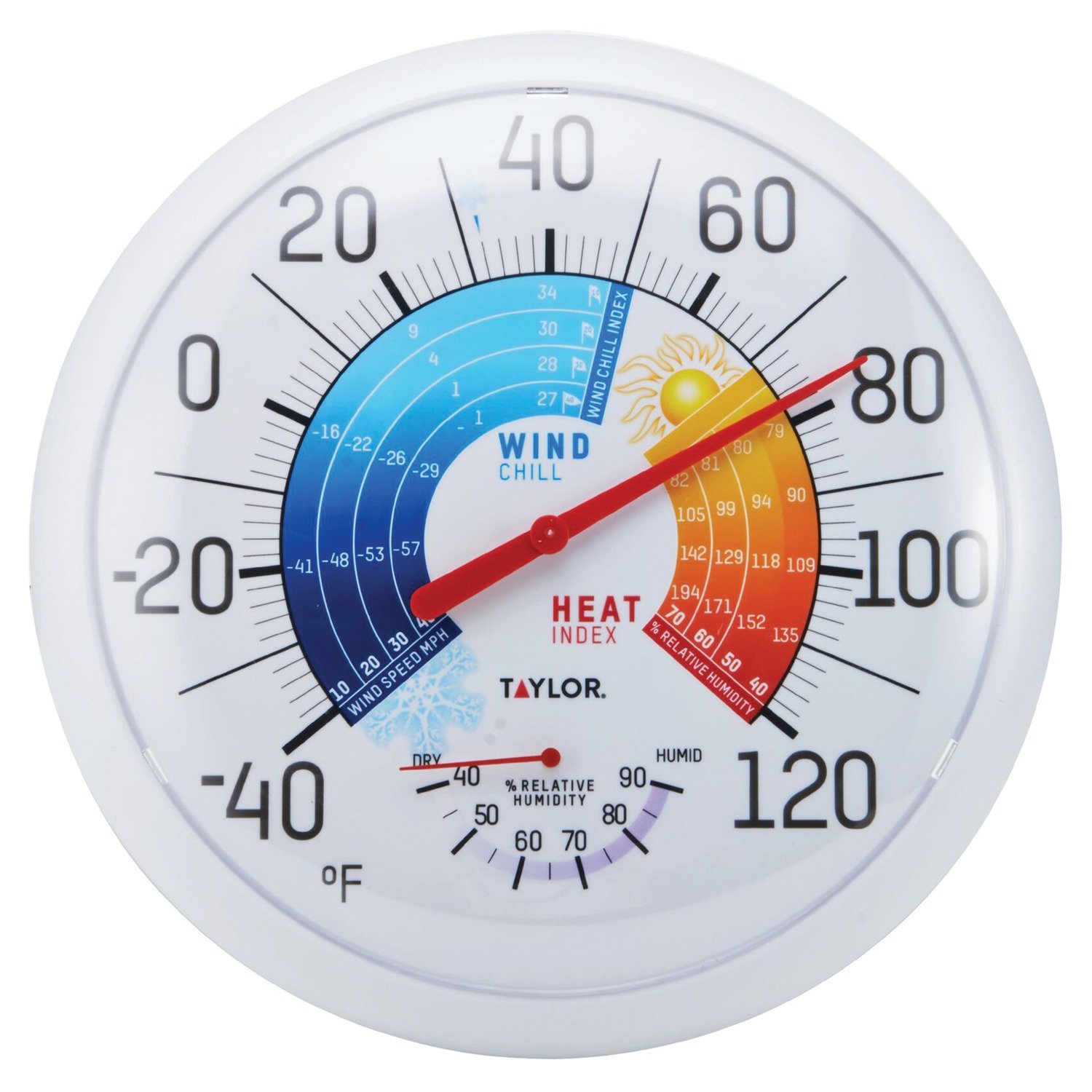 TAYLOR 6751 13.25-Inch Wind Chill/Heat Index Thermometer and Hygrometer