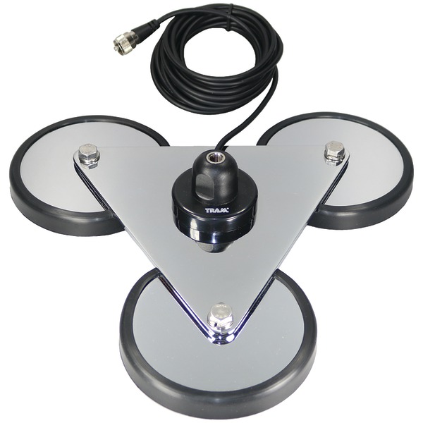 TRAM 2692 5” Tri-Magnet CB Antenna Mount with Rubber Boots & 18ft RG58A/U Coaxial Cable