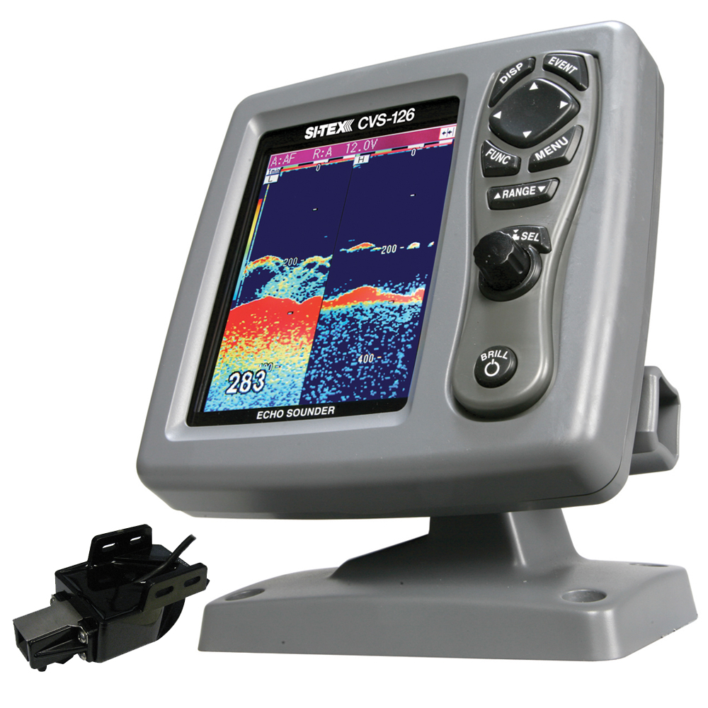 SI-TEX CVS-126TM CVS-126 DUAL FREQUENCY COLOR ECHO SOUNDER WITH TRANSOM MOUNT TRIDUCER 250/50/200ST-CX