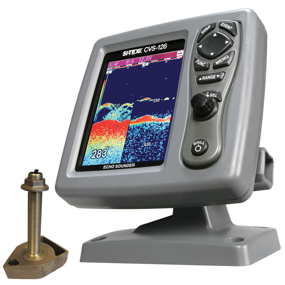 SI-TEX CVS-1266TH1 CVS-126 Dual Frequency Color Echo Sounder with 600kW Thru-Hull Transducer 1700/50/200T-CX