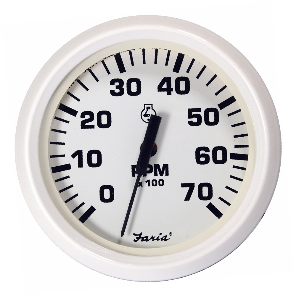 FARIA 33104 DRESS WHITE 4” TACHOMETER - 7,000 RPM (GAS - ALL OUTBOARDS)