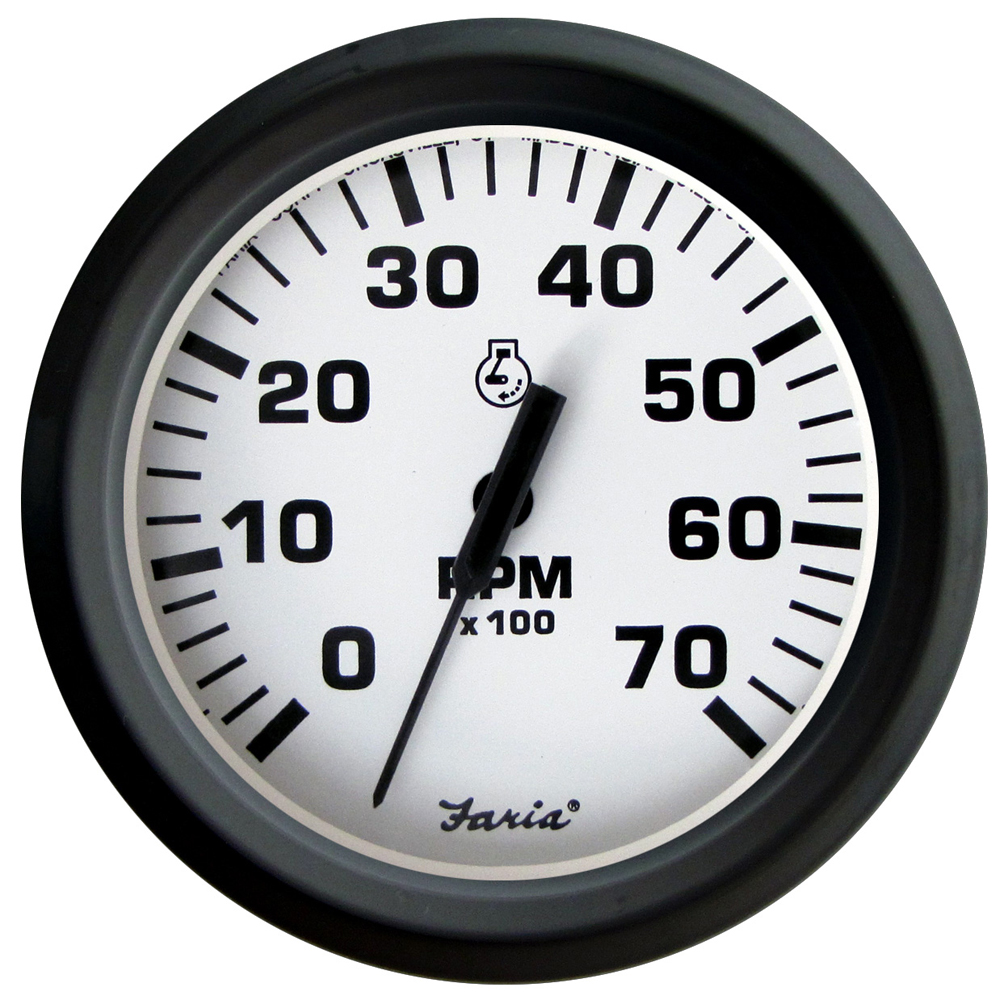 FARIA 32905 EURO WHITE 4” TACHOMETER - 7,000 RPM (GASS - ALL OUTBOARDS)