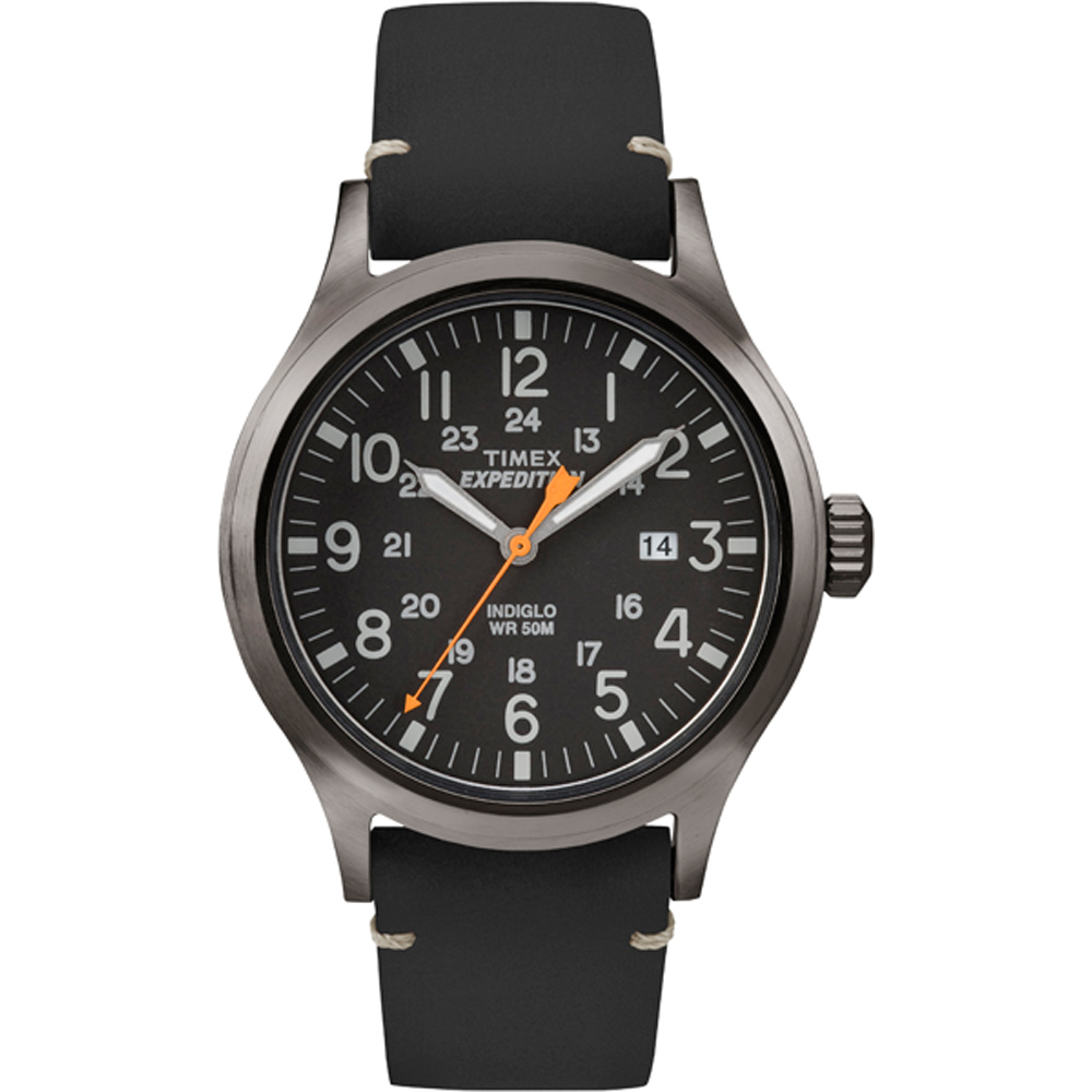 TIMEX TW4B019009J EXPEDITION METAL SCOUT - BLACK LEATHER/BLACK DIAL