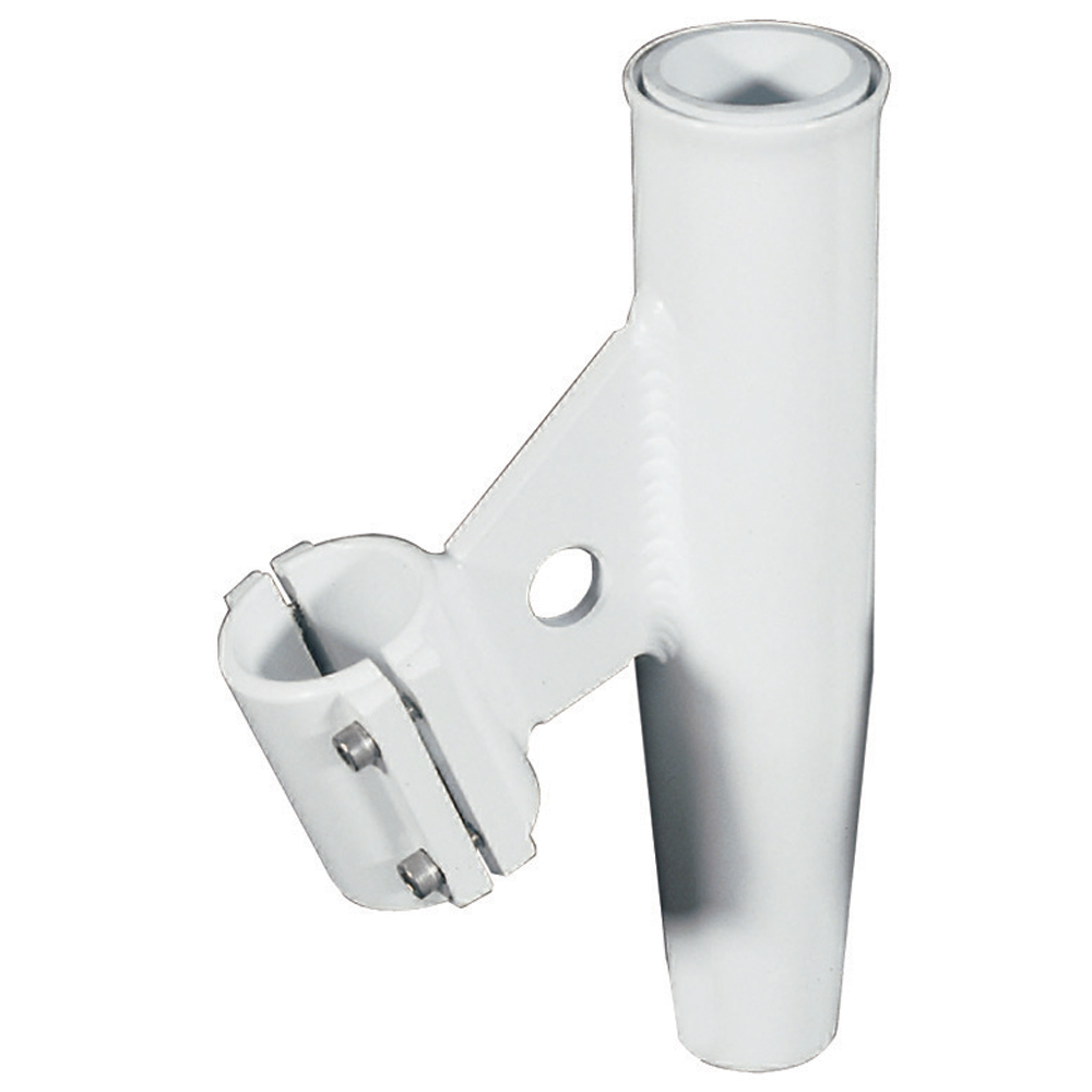LEES RA5003WH CLAMP-ON ROD HOLDER - WHITE ALUMINUM - VERTICAL MOUNT - FITS 1.660” O.D. PIPE