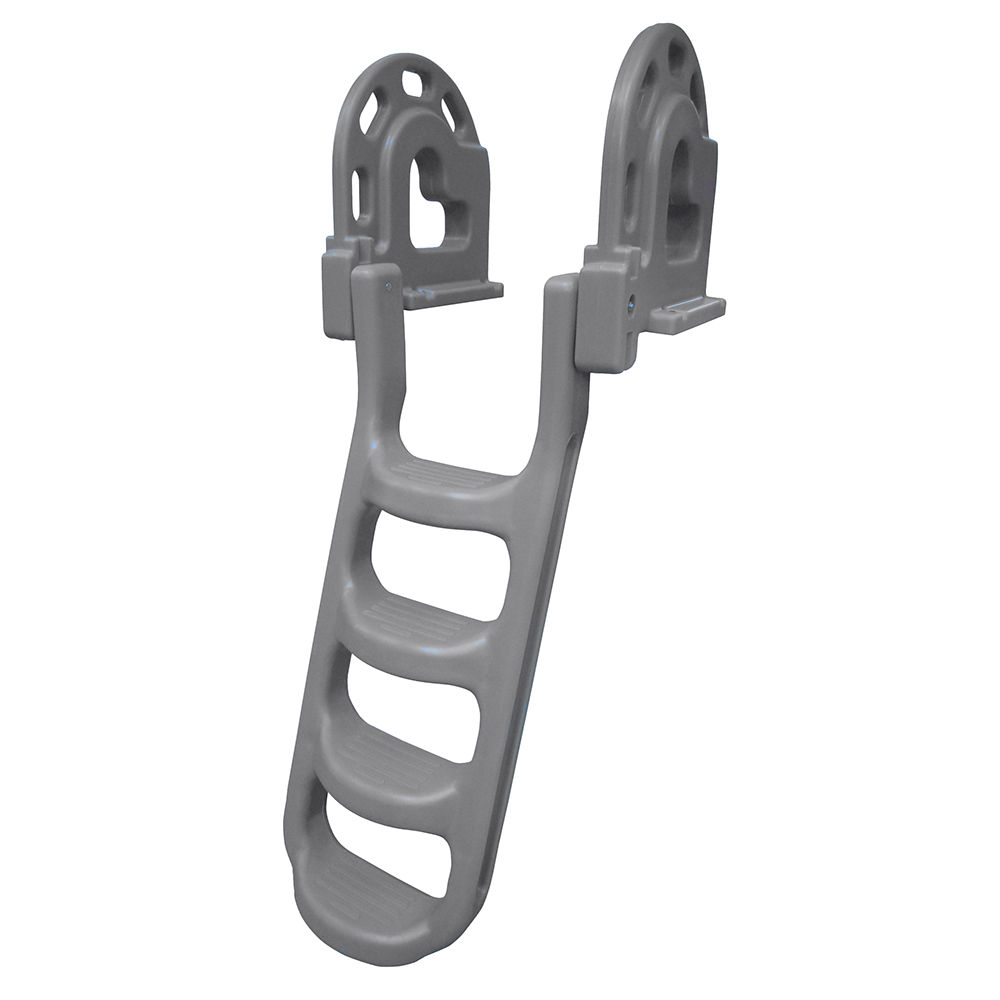 DOCK EDGE 2084-F Stand-Off Flip-Up Polyethylene Roto Molded 4-Step Dock Ladder - Grey