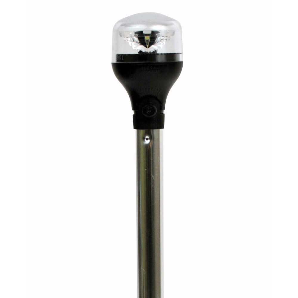 ATTWOOD 5550-PA20-7 LIGHTARMOR PLUG-IN ALL-AROUND LIGHT - 20” ALUMINUM POLE - BLACK HORIZONTAL COMPOSITE BASE WITH ADAPTER