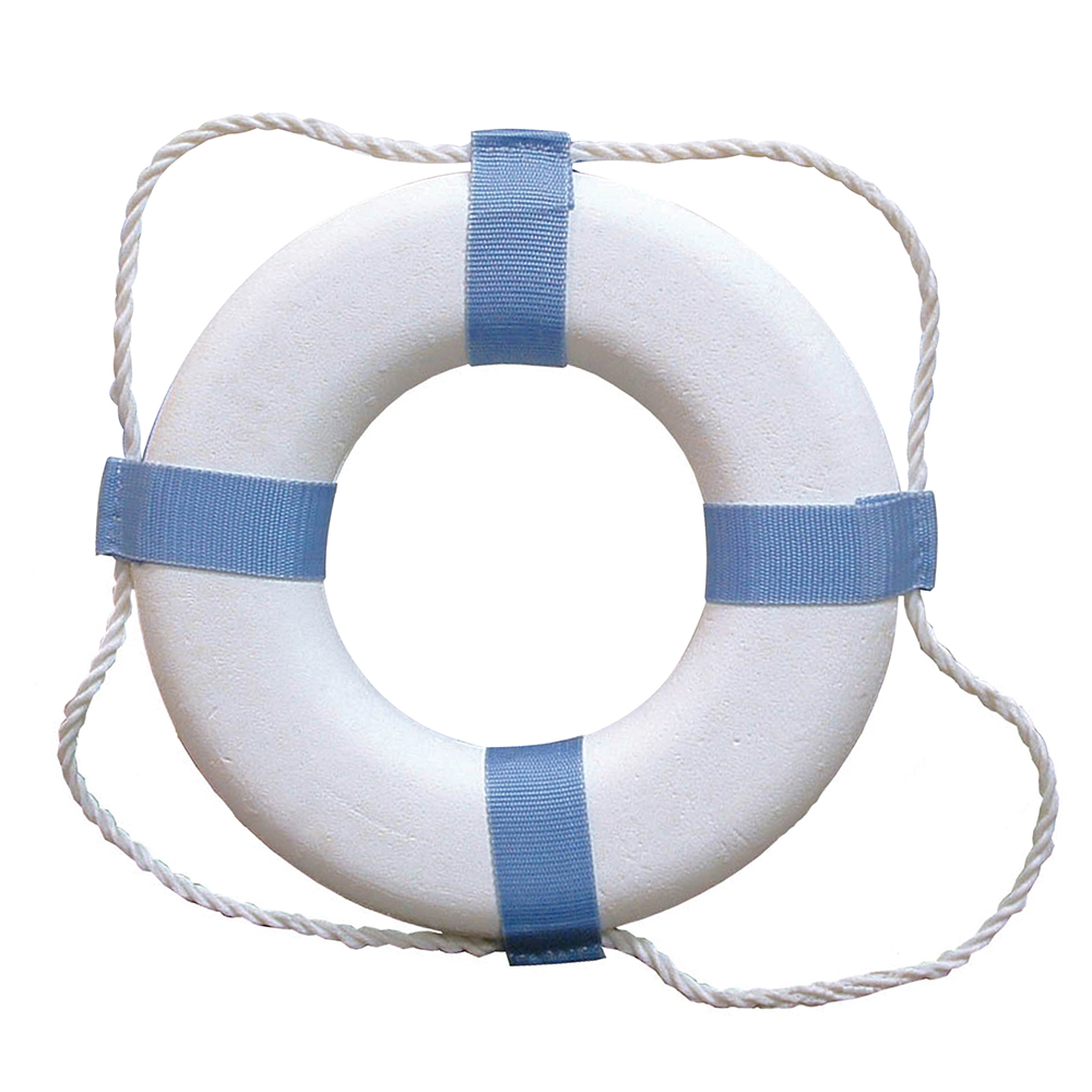 TAYLOR MADE 373 DECORATIVE RING BUOY - 24” - WHITE/BLUE