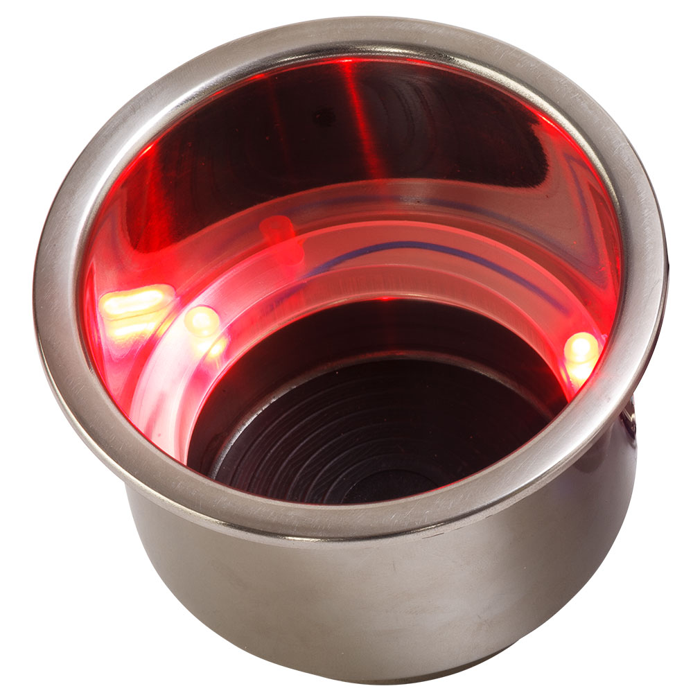 SEA-DOG 588071-1 LED FLUSH MOUNT COMBO DRINK HOLDER W/DRAIN FITTING - RED LED