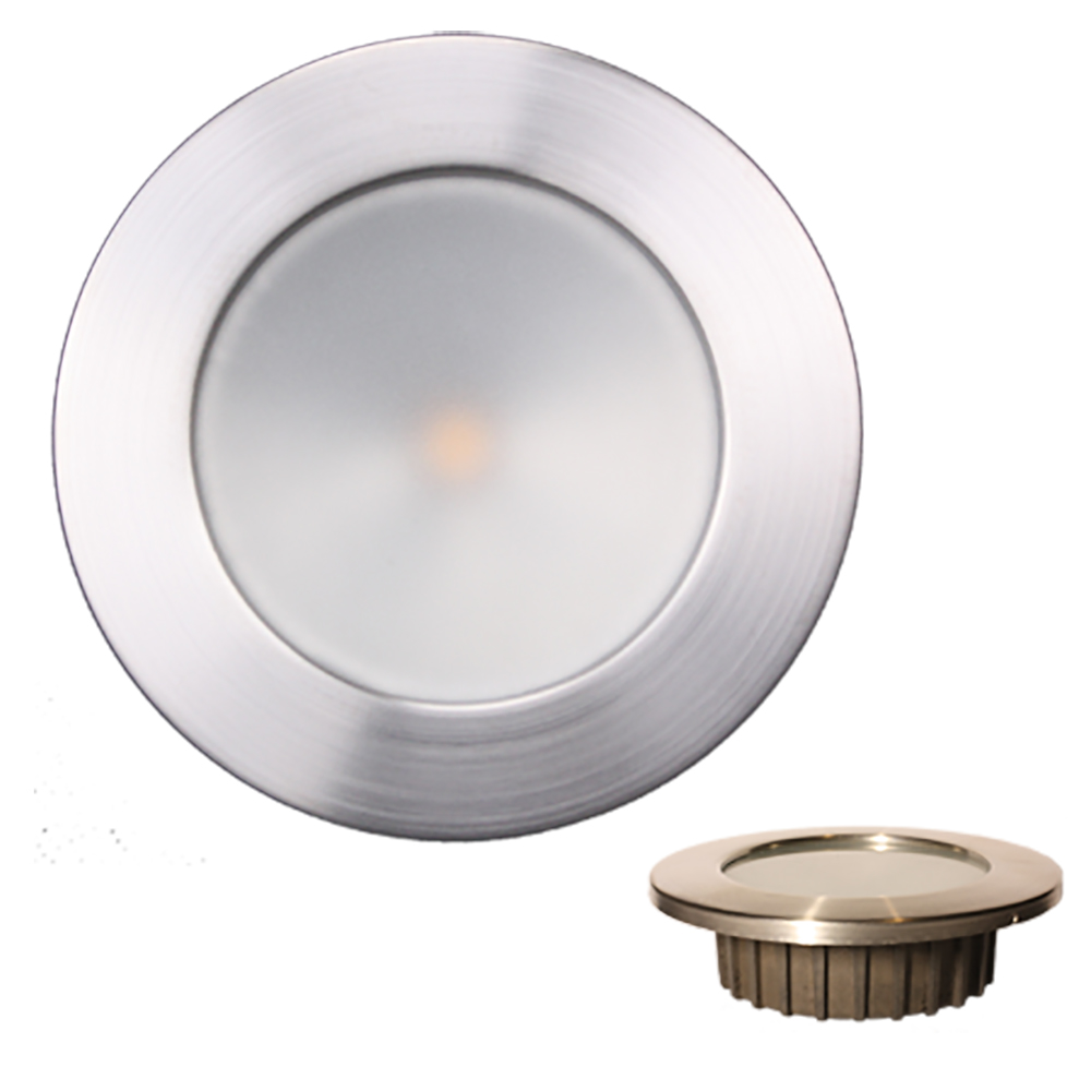 LUNASEA LLB-46WR-0A-BN ”ZERO EMI”? Recessed 3.5”? LED Light - Warm White, Red w/Brushed Stainless Steel Bezel - 12VDC