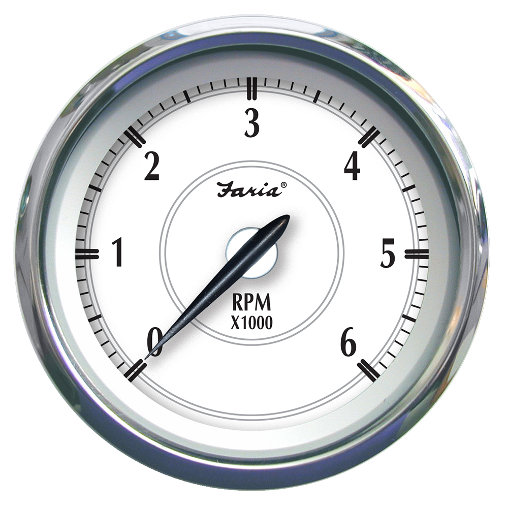 FARIA 45002 NEWPORT SS 4” TACHOMETER FORGAS INBOARD/OUTBOARD - 0 TO 6000 RPM